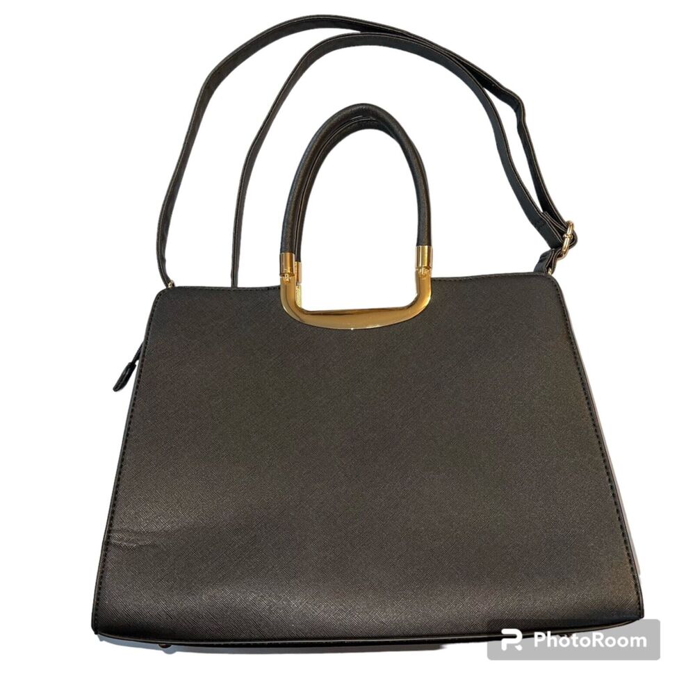 Womens Boutique Tote Bag Purse Shoulder Bag Handbag Black Handle and Crossbody